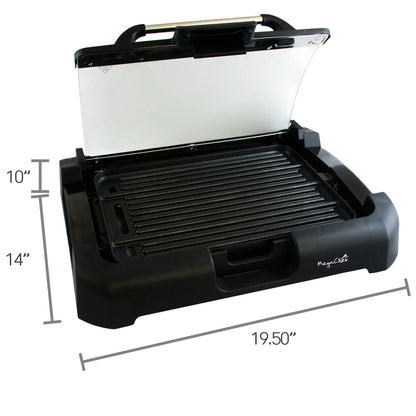 Reversible Indoor Grill and Griddle with Removable Glass Lid