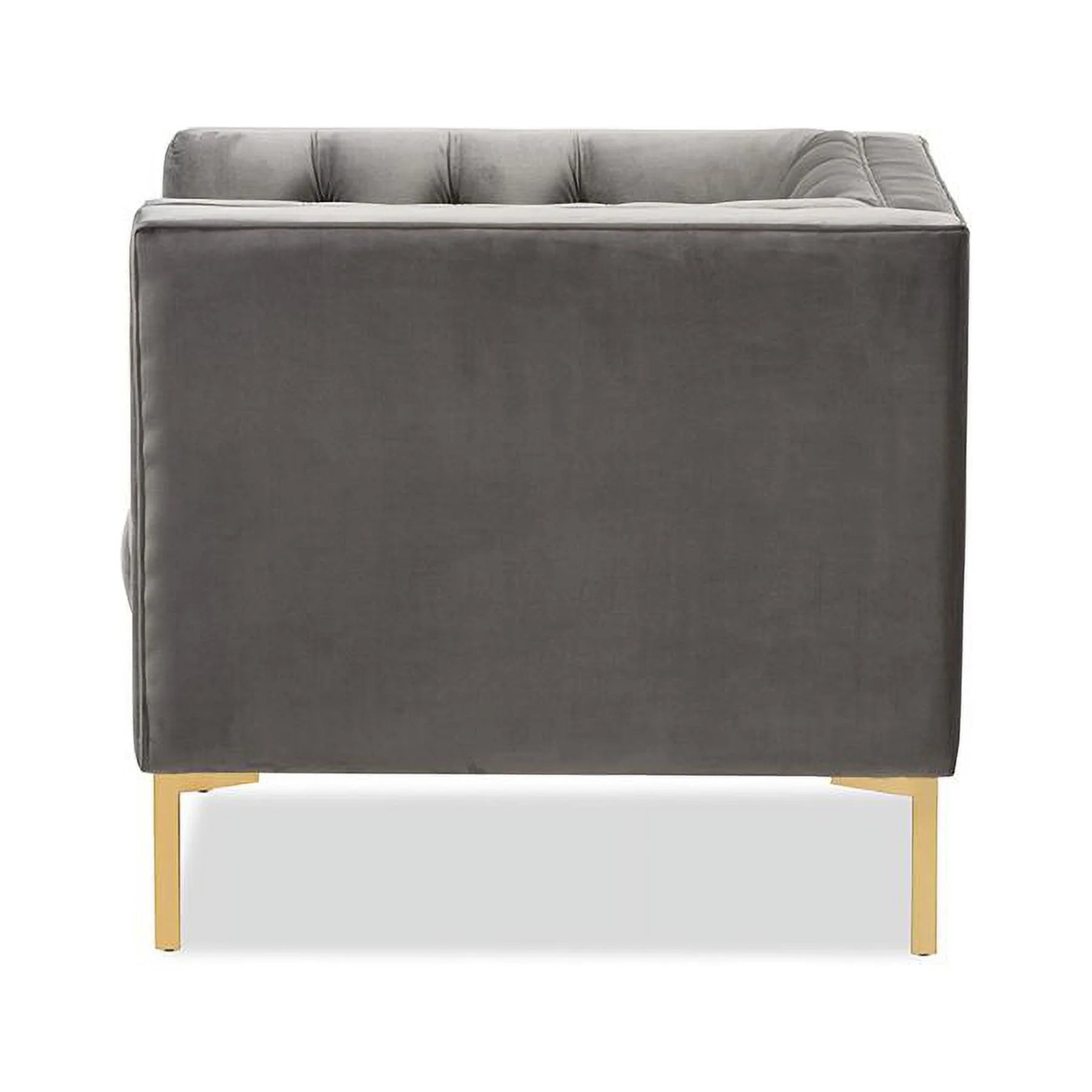 Baxton Studio Zanetta Luxe and Glamour Grey Velvet Upholstered Gold Finished Lounge Chair