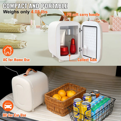 Mini Refrigerator 4L 6 Cans Skin Care Products Refrigerator AC/DC Mini Cosmetics Makeup Refrigerator