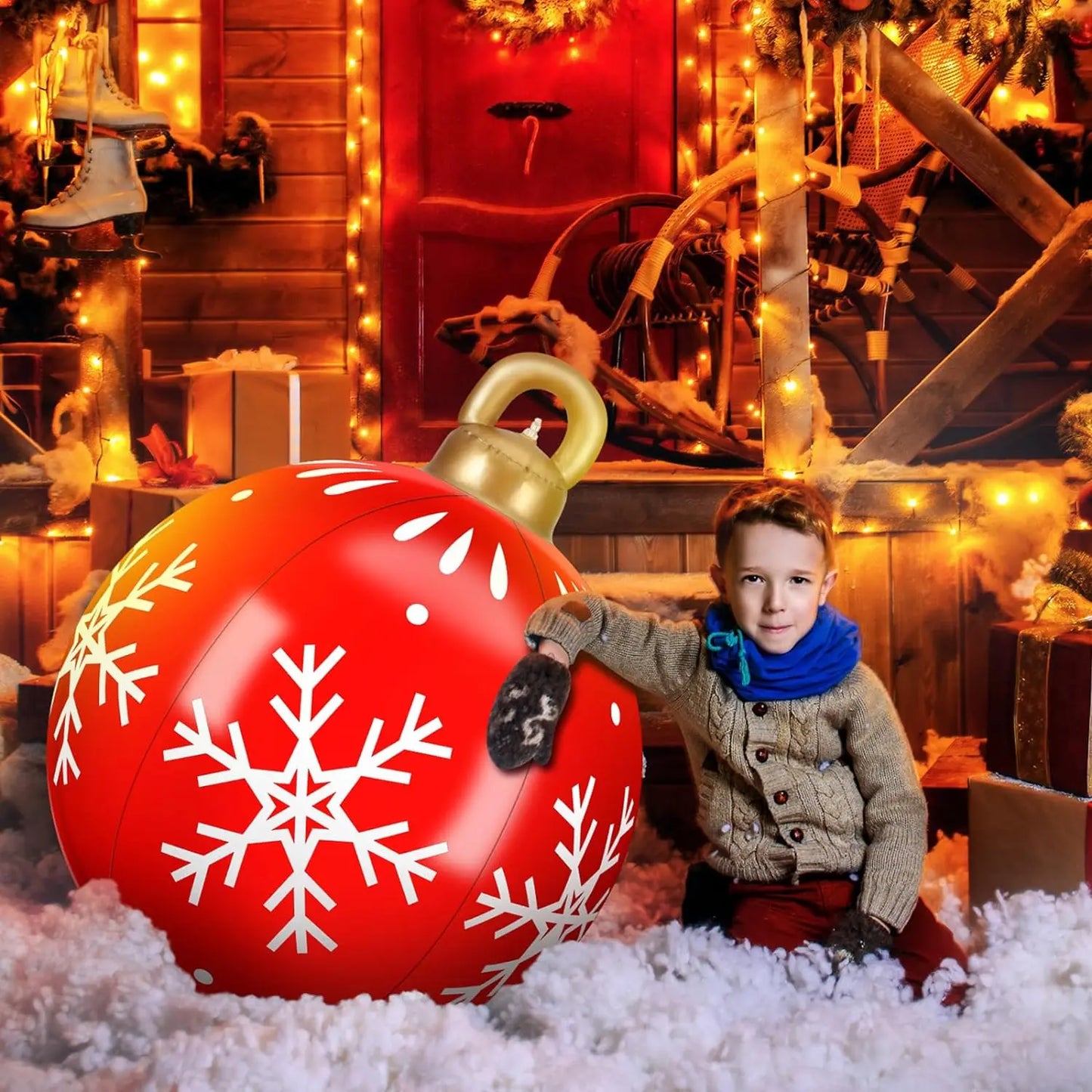 60Cm Outdoor Christmas Inflatable Decorated Ball PVC Giant Big Large Balls Xmas Tree Decorations Toy Ball without Light Ornament