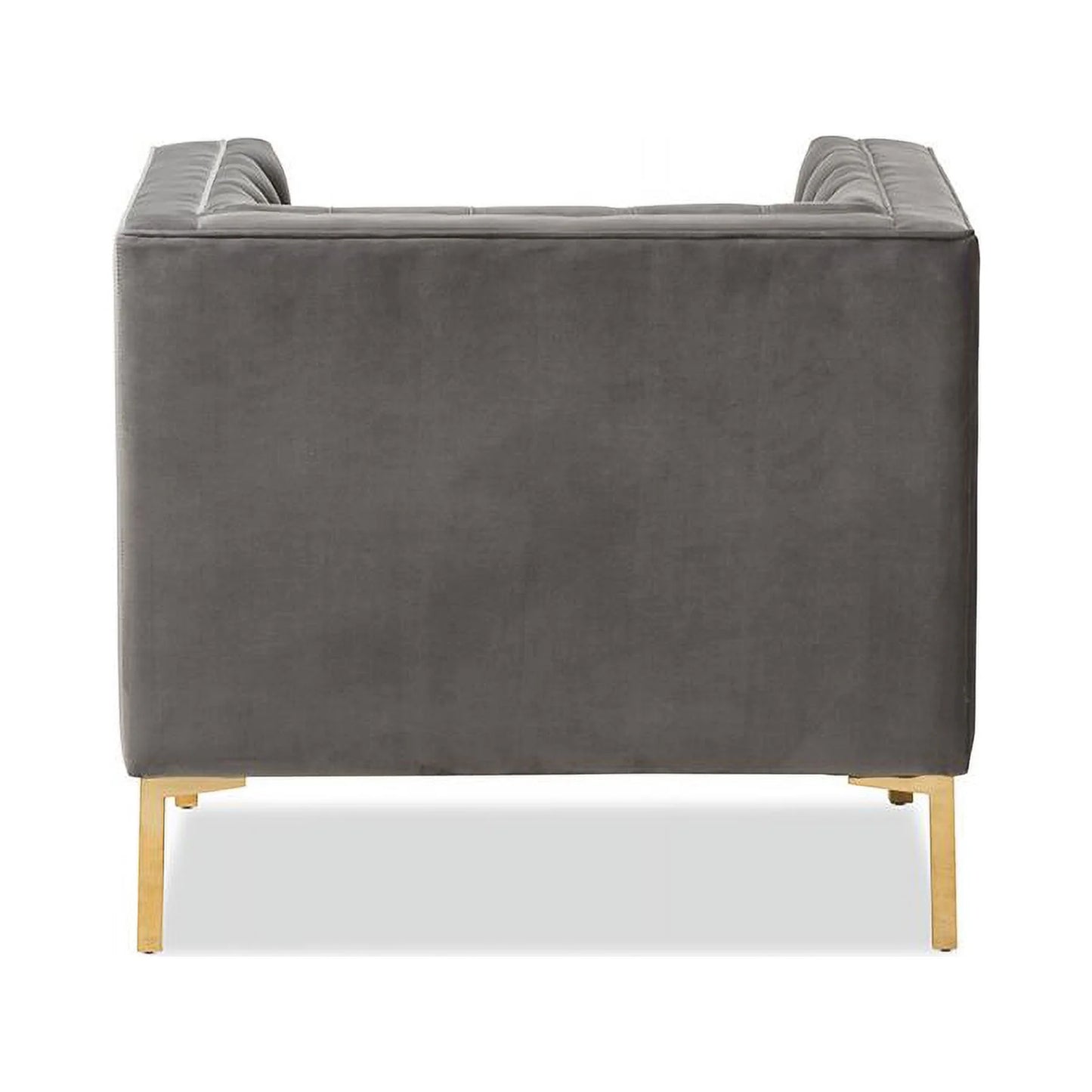 Baxton Studio Zanetta Luxe and Glamour Grey Velvet Upholstered Gold Finished Lounge Chair